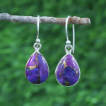 925 Sterling Silver Lab Loodud t&uuml;rkiissinisest kalliskivist k&auml;sitsi valmistatud k&otilde;rvar&otilde;ngas, kingitus talle, rippuvad k&otilde;rvar&otilde;ngad, moeehted