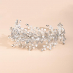 Trendikas preal-kivist pruudikroon luksuslik sulamist lehtedest pulmajuukseaksessuaarid naistele pruutidele peakate K&auml;sitsi valmistatud peakate kuld