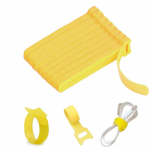 100 tk Vabastatavad Kaablikorraldussidemed Hiire K&otilde;rvaklapid Juhtmehaldus Nailonist Kaablisidemed Korduvkasutatavad Aas-Konks Teip Rihmad Sidemed Yellow 10*110mm