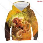 3D-print Hobune Kapuutsiga Pusa S&uuml;gis Talv Lapsed Poisid T&uuml;drukud Loomad Pusad Harajuku V&auml;ikelapse Spordikost&uuml;&uuml;m Laste &Uuml;kssarvik Pullover 100