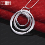 925 Sterling h&otilde;bedane kolme r&otilde;ngaga &uuml;mmargune ripats kaelakee Moodsad pulmaehted S-40CM