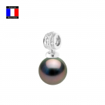 Compagnie G&eacute;n&eacute;rale des Perles &ndash; teemantripats 0,50 Ct ehtsa Tahiti p&auml;rli &uuml;mmargune 11-12 mm 18K valge kuld &ndash; naiste ehted