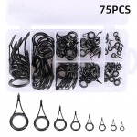 75 tk/karbis &otilde;ngeritva r&otilde;ngad Suure s&uuml;sinikusisaldusega terasest keraamilised &otilde;ngede juhikute paranduskomplekt DIY ridva juhikud 75Pcs/Box must