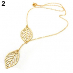 Naiste lihtsad 2 lehed Choker Collar Statement ripats kaelakee ehted kuld