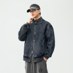 Ameerika Retro Seisukrae Vedurite Denim Jakk Meeste Retro Trendikas Br&auml;nd Pesitud Vabaaja Jakk Meeste R&otilde;ivad 4XL sinine