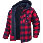 Meeste flanellist s&auml;rk jakk Eemaldatav kapuutsiga pleed tepitud voodriga talvemantlid Paks kapuuts V&auml;lisr&otilde;ivad Meeste fliiss&auml;rgid L punane