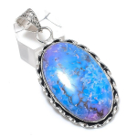 Copper Blue Turquoise Gemstone 925 Sterling Silver Jewelry Pendant 2.29 o7k89