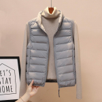 Uus Vest Kerge Sulevest Naiste Suur Suurus P&uuml;stkrae &Otilde;huke &Otilde;mblusteta Integreeritud Kerge Jakk Sulejakk Vooder L hall v&auml;rv