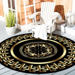 1 tk musta ja kuldse &uuml;mmarguse mustriga &uuml;mmarguse ala vaip siseruumides libisemiskindel pestav kiudvaip Pehme mugav matt magamistoa elutuppa 60X60cm