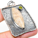 Fossil Coral, Citrine 925 Sterling Silver Jewelry Pendant 2.44 d9y44