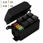 12 V releekarbi veekindel komplekt, 6-suunaline universaalne releekaitsekarp, 6 pesaga releeplokk ATC/ATO kaitsmeplokk releega autoveokile