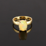 Etioopia opaal v&auml;&auml;riskivi kollase kulla s&otilde;rmus, k&auml;sitsi valmistatud disainer s&otilde;rmus, s&uuml;nnikivi s&otilde;rmus, kingitus talle, 925 sterlingh&otilde;be 6