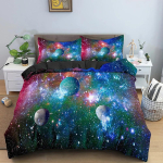 Galaktika ruumi voodipesukomplekt 3D universumi tekikate ps&uuml;hhedeelne tekikate lukuga kuninganna topelt tekikomplektid laste kingitused 70x133cm 2pcs blue