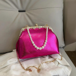 Luksuslikud &otilde;lakotid naistele French Minority Golden Crossbody kotid Pearl Chain Shell Clip V&auml;ike kott