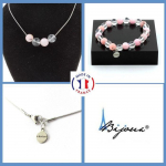 Pierres et Min&eacute;raux. Parure Bracelet Collier Perles Opale Rose + Quartz 8 mm. Chaine en Taille personnalisable.
