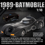 1/18 M&otilde;&otilde;tkavas 1989 Batmobile Valatud Auto koos Batman Kujukesega, M&auml;nguasjad Lastele ja T&auml;iskasvanutele, Must must