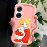 V&auml;rvitud muster Big Wave Edge pehme silikoon materjal Macaron telefoni &uuml;mbris p&otilde;rutuskindel kaitsev kummist &uuml;mbris OPPO Reno Realme jaoks OPPO A16K sinine