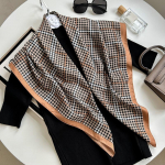 Dekoratiivne lihtsa tekstuuriga siidisall, naiste uus stiil, kevad- ja s&uuml;gissuvine mood, mitmek&uuml;lgne pear&auml;tt, t&ouml;&ouml;sall 90*90cm &scaron;okolaad