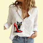 Naiste moodne n&ouml;&ouml;pidega s&auml;rk vabaaja &otilde;huke pikkade varrukatega naiste topp puuvillane linane kassimustriga pluus S valge