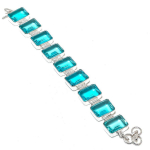 Swiss Blue Topaz Gemstone Handmade 925 Sterling Silver Bracelet 7-8 d2z89