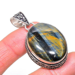 Natural Tiger Eye Gemstone 925 Sterling Silver Jewelry Pendant 3.78 p1t85