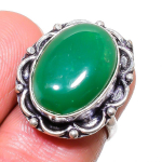 Natural Green Onyx Gemstone 925 Sterling Silver Jewelry Ring Size 5.5 g4d62