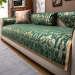 Etnilise stiili pronksjas sametist diivanikate vett h&uuml;lgav diivanikatte istmekate neli hooaega elutoa jaoks libisemisvastane diivanir&auml;tik 90x210cm roheline