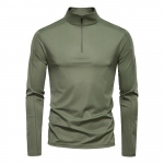 Kevad Suvi Meeste Jahe Puudutus UPF 100+ P&auml;ikesekaitse T-s&auml;rk Mock kaelus Slim Fit Pikkade varrukatega Pullover Pealmine T-s&auml;rk Meestele EUR L 75-85kg armee roheline v&auml;rv