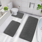 Reljeefse kivimustriga libisemiskindel vannitoamatt Three-Piece Set: 40*60, 40*50, 40*38 Lid