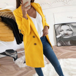 Naine kunstvillane elegantne segumantel Slim pikk mantel pealisr&otilde;ivaste jope XXXL kollane