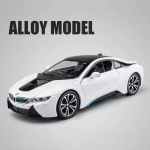 Uus 1:24 BMW I8 Super Sportauto Sulamist Automudel Valatud Metallist M&auml;nguauto Heli ja Valgusega Poiste Laste M&auml;nguasi Kollektsioneeritav Sisekaunistus Kingitus valge