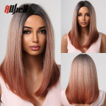 &Otilde;lapikkusega vasest ingverist parukas Oranž s&uuml;nteetilisest veelainest valmistatud parukad naistele kuumakindel igap&auml;evane Halloweeni Cosplay parukas tukkidega