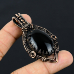 Black Onyx Handmade Copper Wire Wrap Pendant 2.56 a1w37