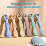 Juego de cucharas de aprendizaje para beb&eacute;, 6piezas, vajilla Adorable para ni&ntilde;o peque&ntilde;o, mordedor de silicona, juguetes de alime