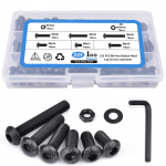 225 TK M6 x 12/14/16/20/25/30mm N&ouml;&ouml;ppea Kuuskantpesaga Poldid Mutrid Seibid Sortimiskomplekt 10.9 Klassi Legeerteras Must