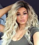 S&uuml;nteetilised Juuksed Pikk Blond Lokkis Parukad Naistele Lainelised Parukad Tumedate Juurtega Ombre Parukad Kohevad V&otilde;luvad Igap&auml;evased Peoparukad Naistele