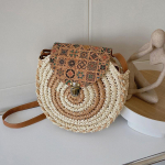 &Uuml;mmargune &otilde;lgkott naistele kootud rannakott, naiste rotangist k&auml;sitsi valmistatud &otilde;lakott Bohemian Design v&auml;ike k&auml;ekott 25x6x26cm