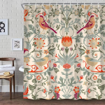 William Morris Du&scaron;ikardin, Roheline Du&scaron;ikardinakomplekt Vannituppa Raske Kanga Dekoratiivne Vannikardin Pestav Kardin W180xH240cm
