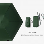 Mini kompaktne taskuga vihmavari naistele Kerge 6 kokkupandav p&auml;ikesekaitse p&auml;ikese ja vihmaga V&auml;ike kaardikott Vihmavarjud Paraguas Mujer Dark Green