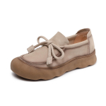 Johnature Ehtne Nahk Retro Paeladega Naiste Kingad &Uuml;mar Nina Pehme Tald Slip-on Mitmek&uuml;lgsed Mokassiinid 35 beež
