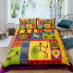 Aafrika etnilise voodipesu komplekt oranž boheemlaslikus stiilis tekikott kuninganna suuruses vintage-stiilis naistele pol&uuml;esterist tekikott teismelistele t&auml;iskasvanutele EU single(135x200cm)