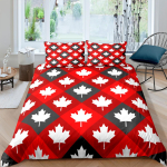 Euro Happy Canada Day Voodipesu Kaardilehe Tr&uuml;kiga Tekikatted Tekk Voodi &Uuml;hekohaline Queen King Kahekohaline 2P Kodu Voodipesu 220x240cm Au Single 140x210cm