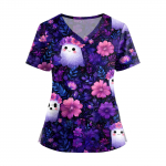 Naiste moodsad V-kaelusega l&uuml;hikeste varrukatega kombinesoonid taskutega, tr&uuml;kitud topid riided L