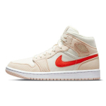 Air Jordan 1 Mid SE Sametist Naiste Tossud Kreemjas Valge Oranž-Kvarts DA8009-108 38