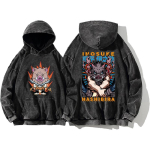 Demon Slayer Anime R&otilde;ivad Hashibira Inosuke Prindiga Kapuutsiga Meeste Naiste &Uuml;le suurusega Kapuutsikud Pesitud Puuvillane Dressipluus Harajuku Pullover M black