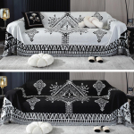 Puuvillasest l&otilde;ngast katter&auml;tik Must-valge ruuduline tutt-diivanir&auml;tik T&auml;iskatteriie Kahepoolne Saadaval diivanikate Four Seasons universaalne diivanipadi 90x90