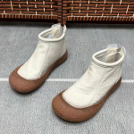 Nahast Lamedad Kingad Naiste Pahkluusaapad Disainer Retro T&otilde;mblukuga Kingad 2025 Trend Uus Br&auml;nd Pehmed Oxford Kingad Mugavad Talvised Botas De Mujer 35 beež