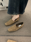 Kuum M&uuml;&uuml;k 2025 Naiste Personaaliseeritud &Uuml;hed Kingad Uued Madalad Ruudukujulise Ninaga Suede Kingad Naistele Vabaaja Nahkpind Zapatillas 35 aprikoosi