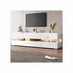 Moodne l&auml;ikiv valge telerialus, 160x39x45 cm, LED-valgustusega, 2 ust, 1 sahtel