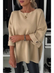 2024 S&uuml;gis Naiste &Uuml;hev&auml;rviline &Uuml;mara Kaelusega Keskmise Varrukaga Kootud Vabaaja Top Extra Large (XL) khaki